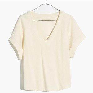 NWT MADEWELL Ottoman Jacquard V-Neck Boxy Top